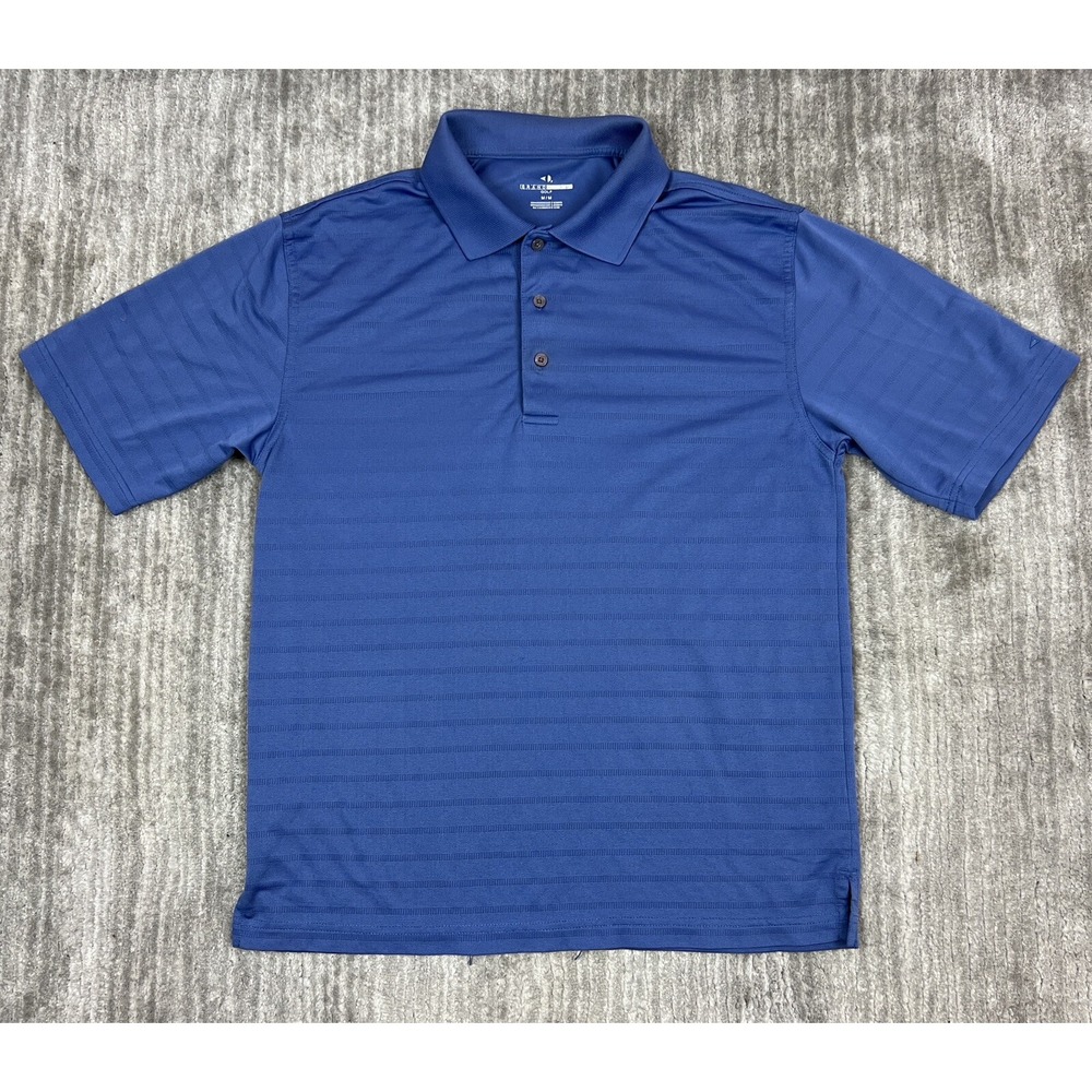 Grand Slam Polo Shirt Mens Medium Blue Golf Performance Striped Short Sleeve